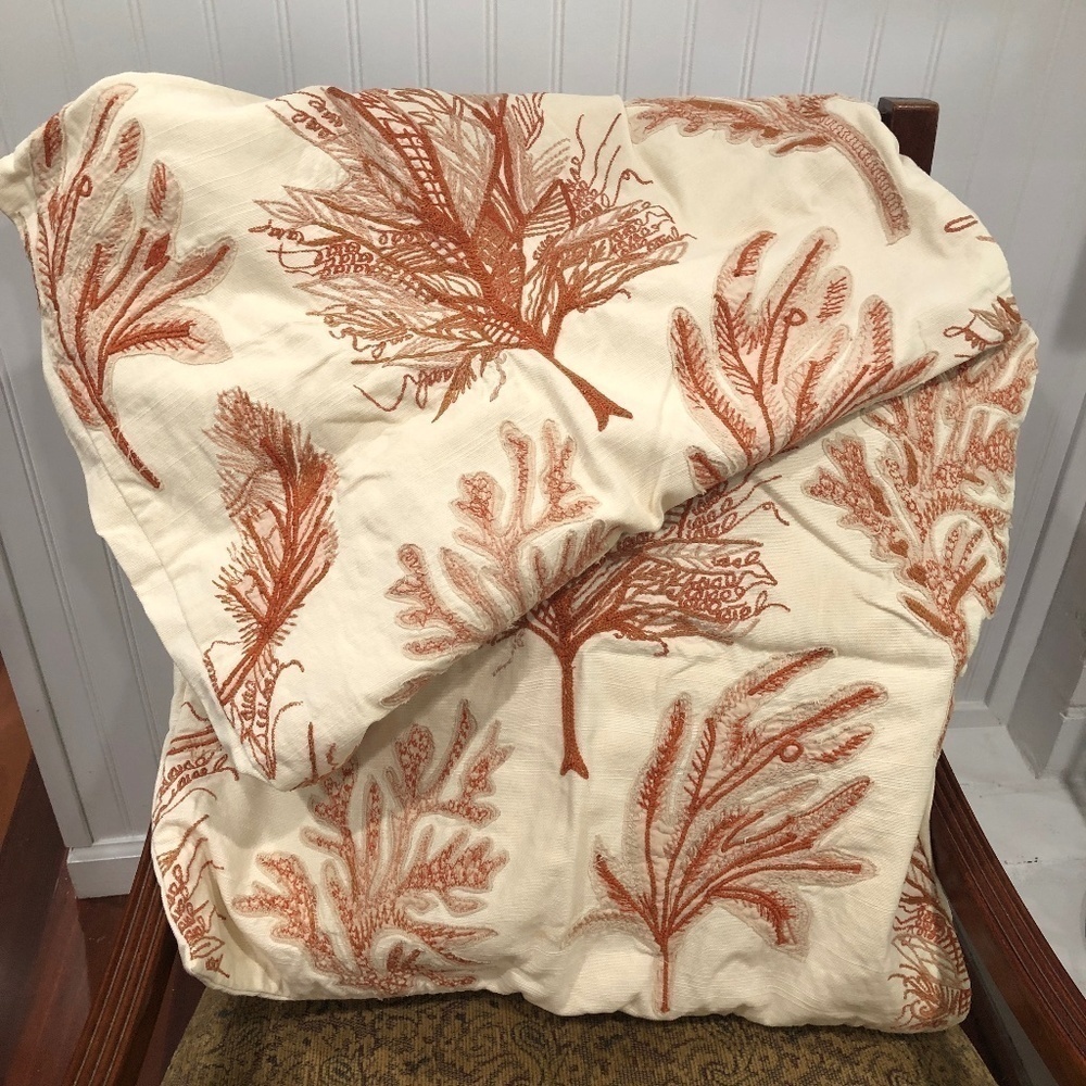 Pottery Barn Orange & Cream Wild Grass Pillow Slipcovers, Set of 2, 22"x 22"